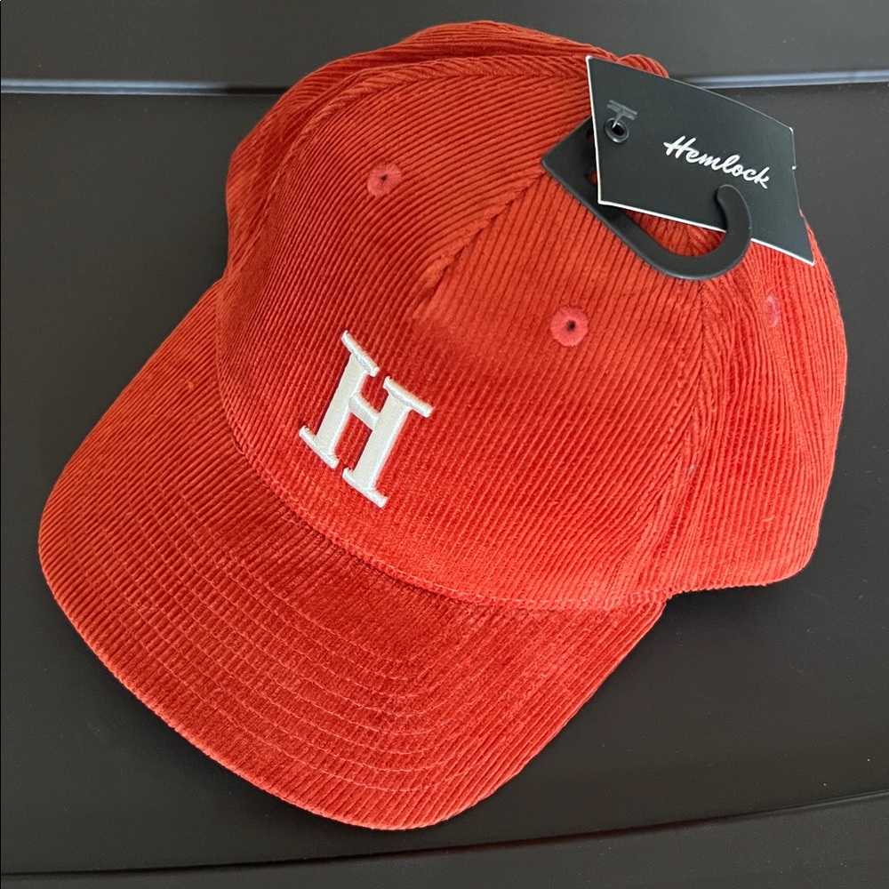 Hemlock Hat Co. Corduroy Rowan 5 Panel Rust, Snapback Hat, One Size